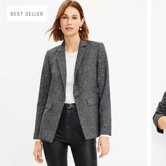 Loft NWT Sequin Houndstooth Blazer size 12 - Picture 8 of 9